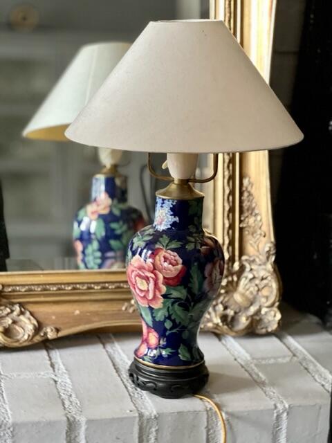 Настольная лампа, расписная керамика, 35×13 см, Франция, 1950-е гг.