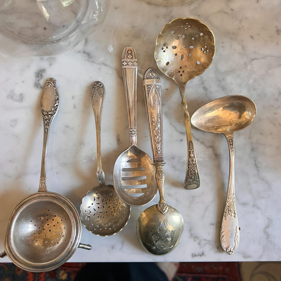 Filter spoon, silver plated, France, 19th century