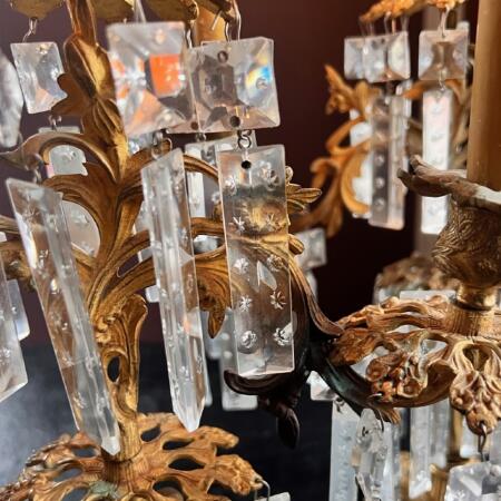 Подсвечник Жирандоль Викторианская эпоха бронза хрусталь