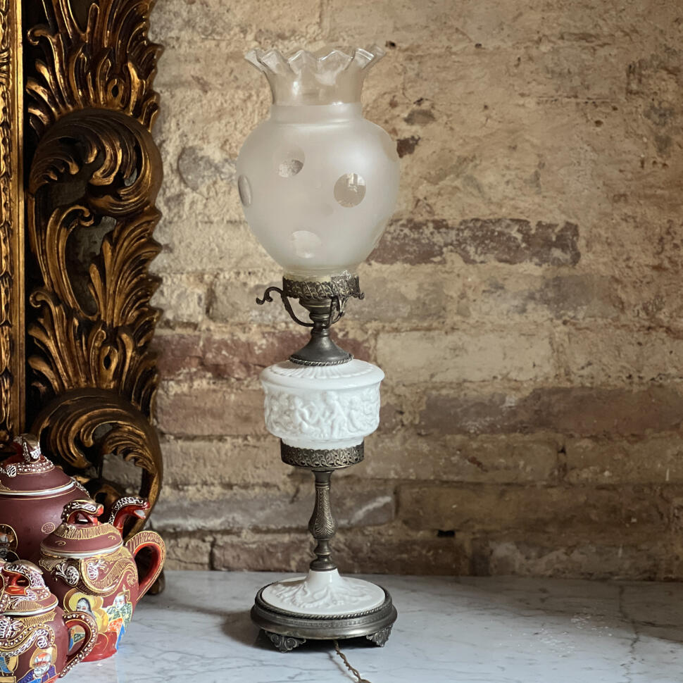 Настольная лампа, керамика и бронза, ар-деко, Италия, начало XX века