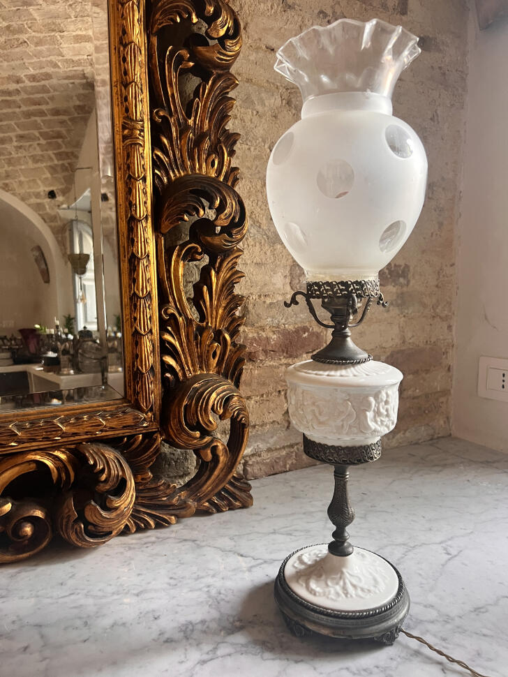 Настольная лампа, керамика и бронза, ар-деко, Италия, начало XX века