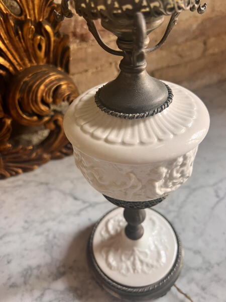 Table lamp, ceramic and glass, early XX century Italy