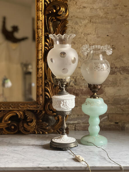 Table lamp, ceramic and glass, early XX century Italy