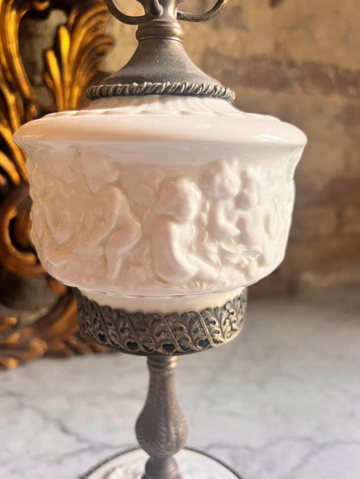 Настольная лампа, керамика и бронза, ар-деко, Италия, начало XX века