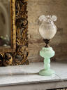 Table lamp, Jadeite opaline glass, Art deco Italy