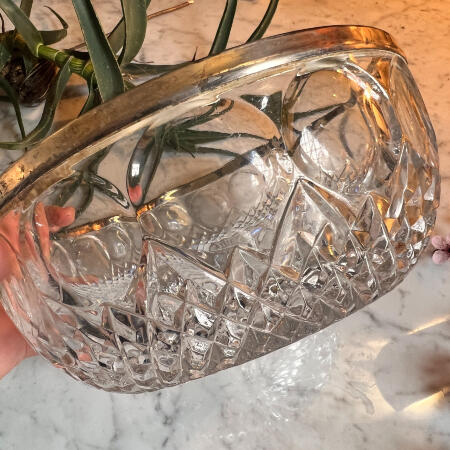 Bowl Salad bowl crystal with silver plated metal