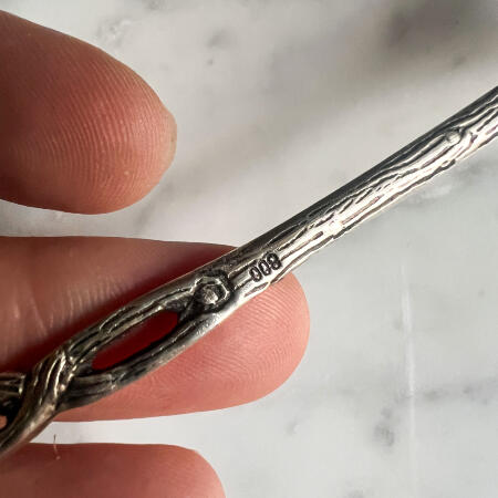 Serving fork "rose" with two prongs silver late 19th century Spain.​