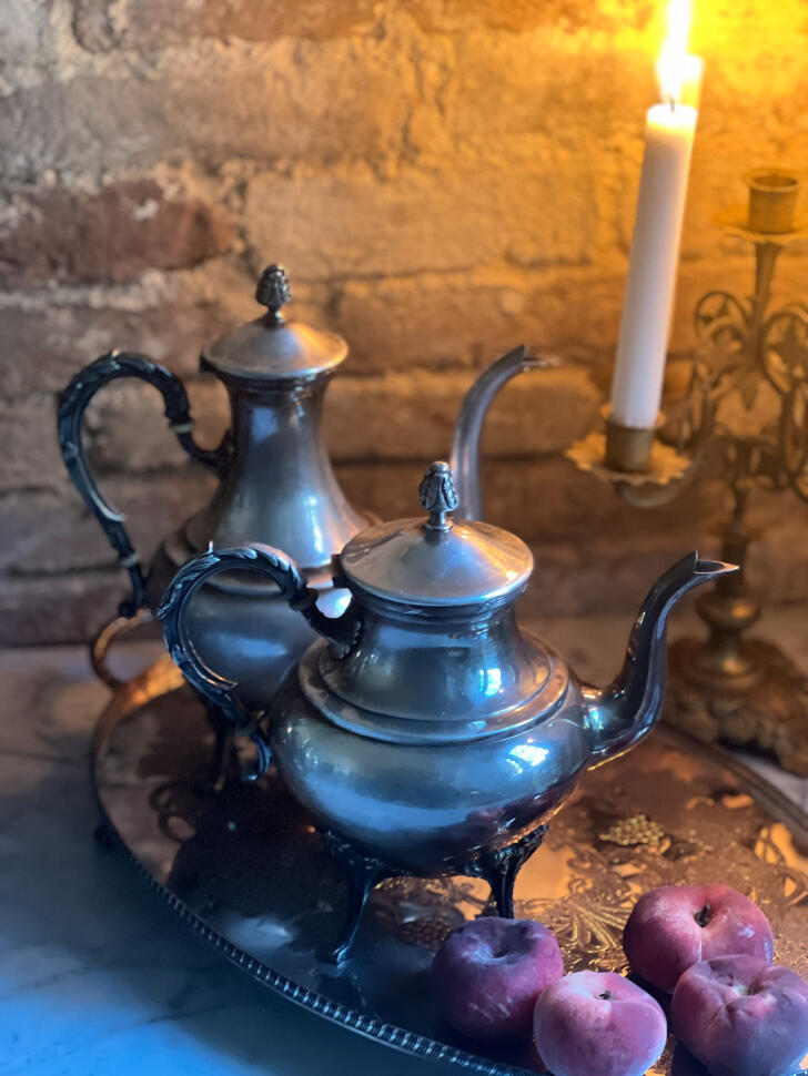 Teapot, silver plated, Roux - Marquiand, France, late 19th century.