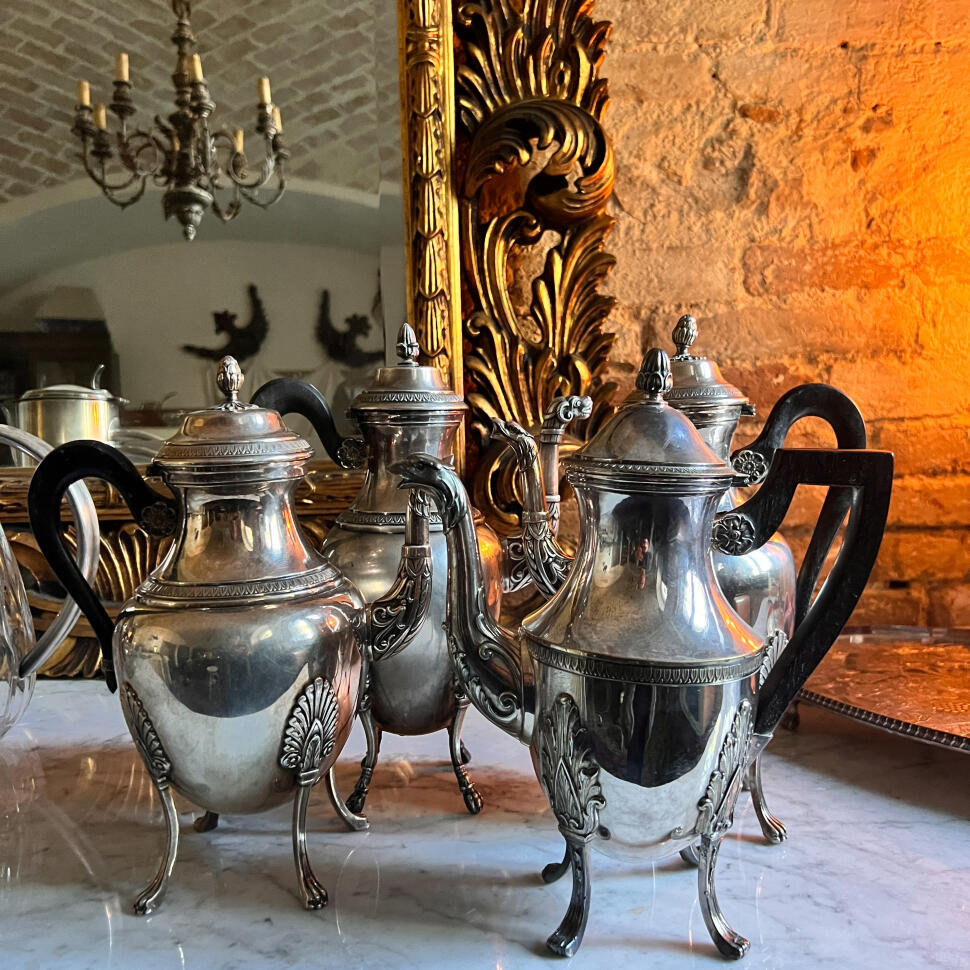 Coffee pot, silver plated, France, late 19th century