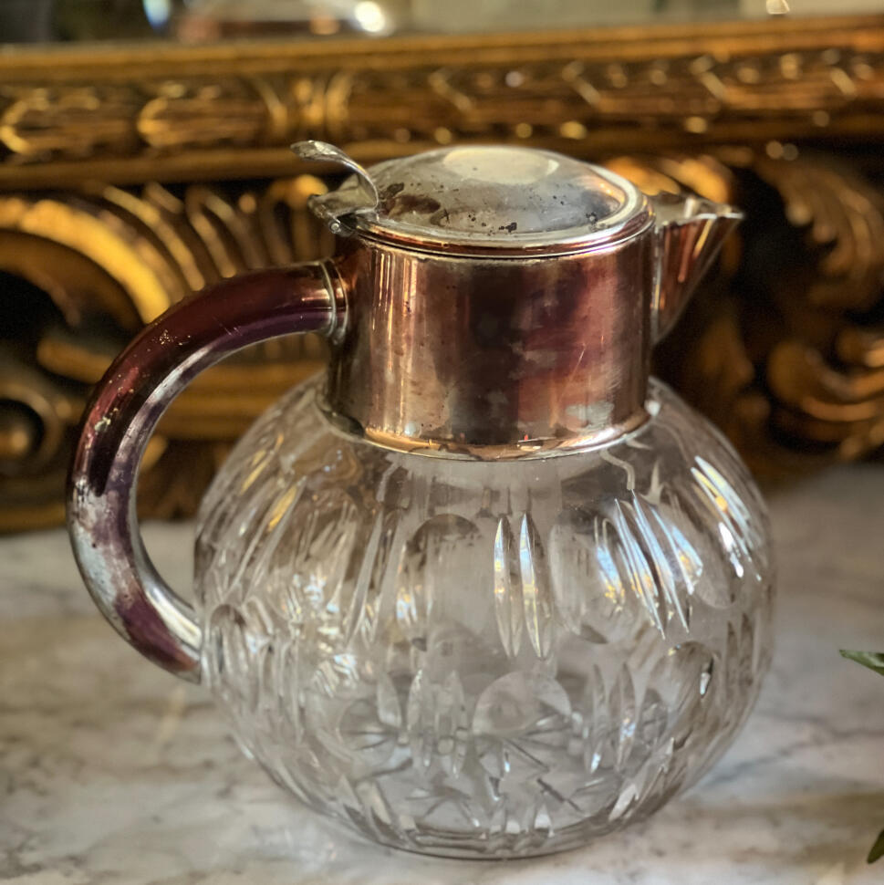 Сосуд со вставкой для льда, хрусталь и металл, Италия, 2 литра, середина XX века