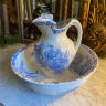 Set antique pitcher and bath basin