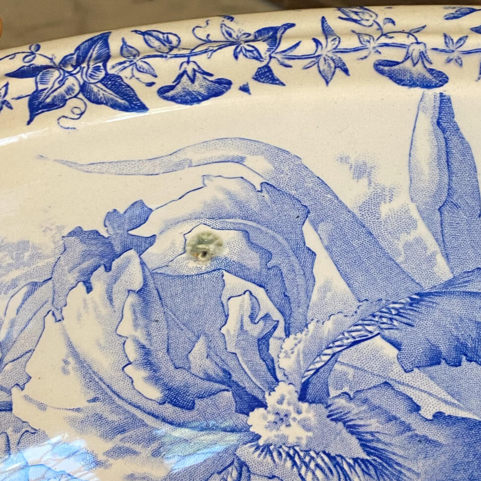 Iris pitcher and basin set, ceramic, France, ca. 1860s