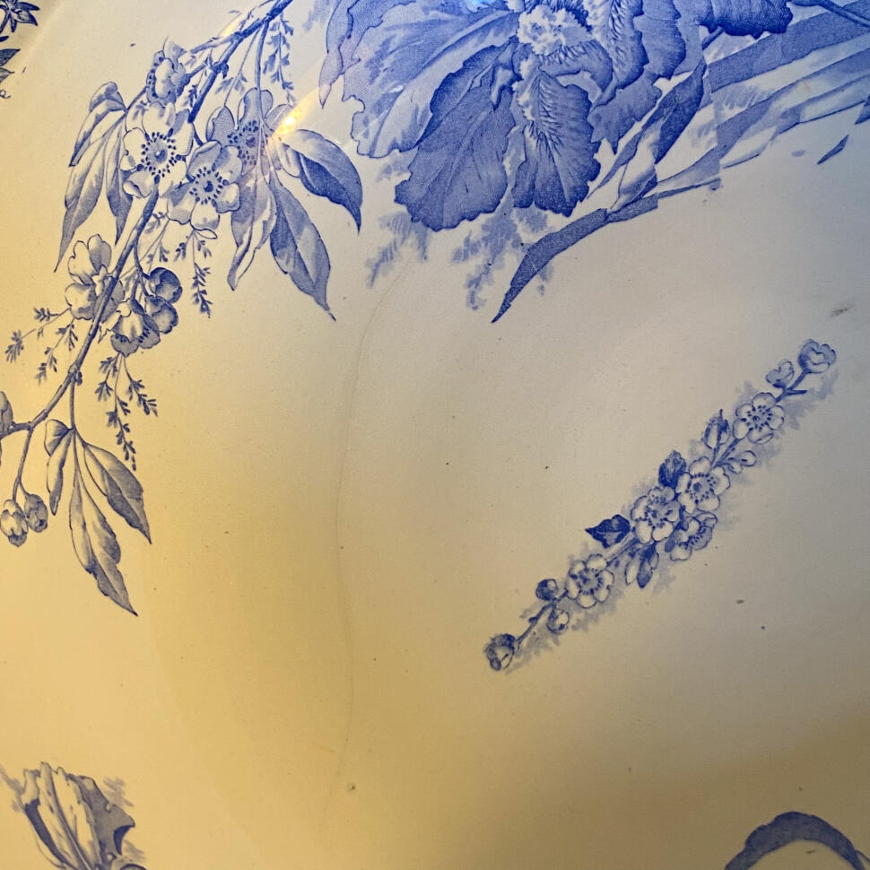 Iris pitcher and basin set, ceramic, France, ca. 1860s