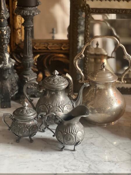 Tea set, Pewter, 21 cm, Italy, early 20th century