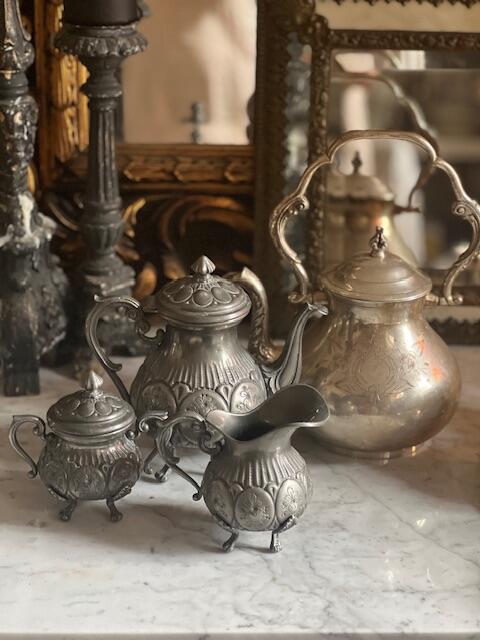 Tea set, Pewter, 21 cm, Italy, early 20th century
